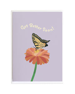 Butterfly On Zinnia Get Better Soon Card