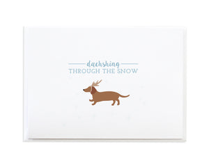 Dachshund Dashing Through the Snow Christmas Card by Anne Green Design