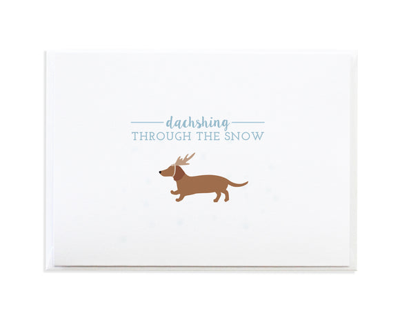 Dachshund Dashing Through the Snow Christmas Card by Anne Green Design