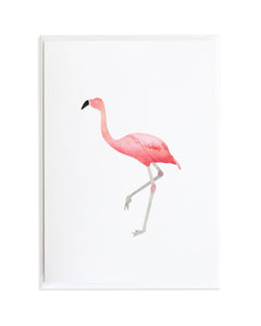 Watercolor Flamingo Bird Greeting Card by Anne Green Design