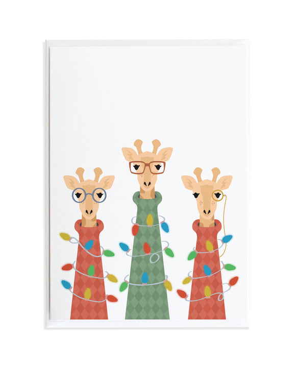 Giraffes in Ugly Sweaters Christmas Card by Anne Green Design