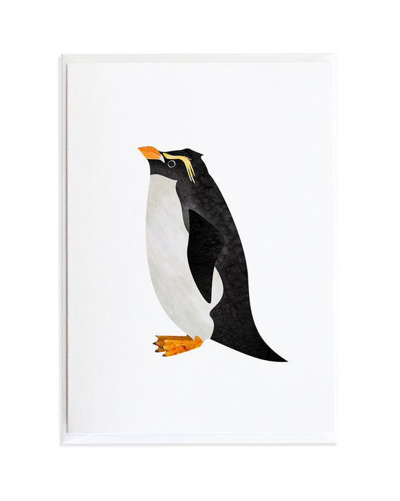 Watercolor Macaroni Penguin Bird Greeting Card by Anne Green Design