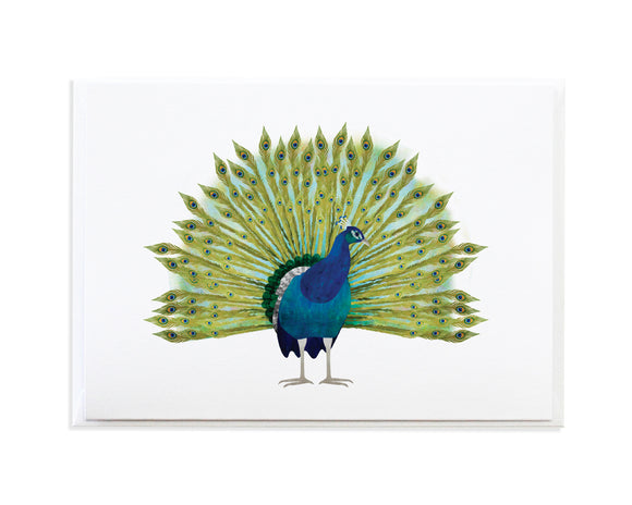 Watercolor Peacock Bird Greeting Card by Anne Green Design