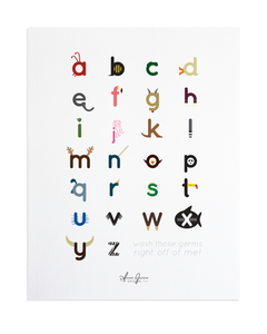 ABC Alphabet Kids Hand Washing Sign Print by Anne Green Design