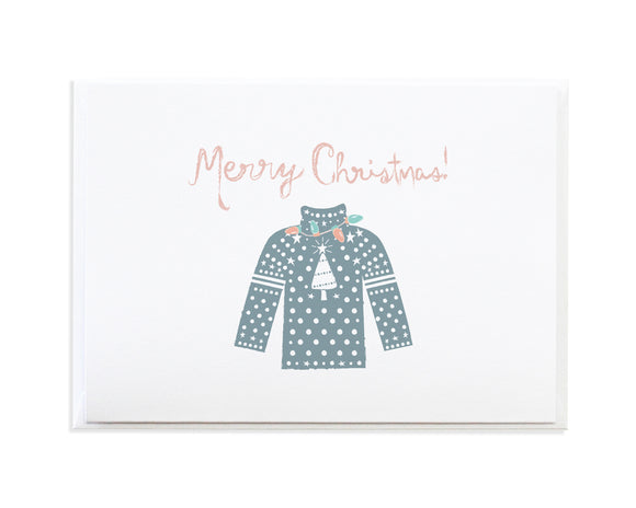 Blue Christmas Sweater Holiday Card