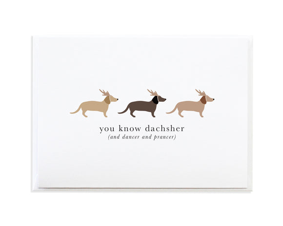 Dachsher Reindeer Dachshund Christmas Card