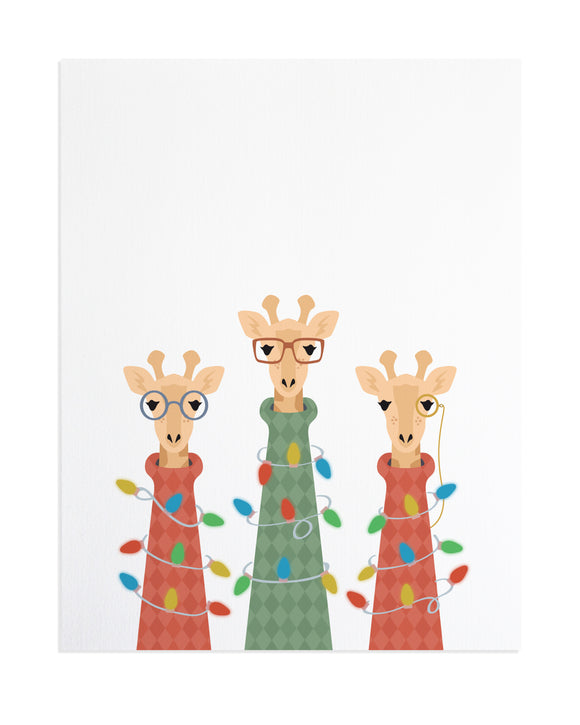 Giraffes in Christmas Turtlenecks 8x10 Print